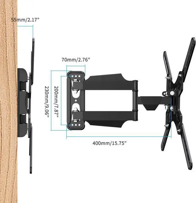 Alt view image 5 of 7 - Suptek Adjustable TV Wall Mount Swivel and Tilt TV Arm Bracket for Most 32-55 inch LED, LCD Monitor and Plasma TVs up to 70lbs VESA up to 400x400mm (MAFD-L400)