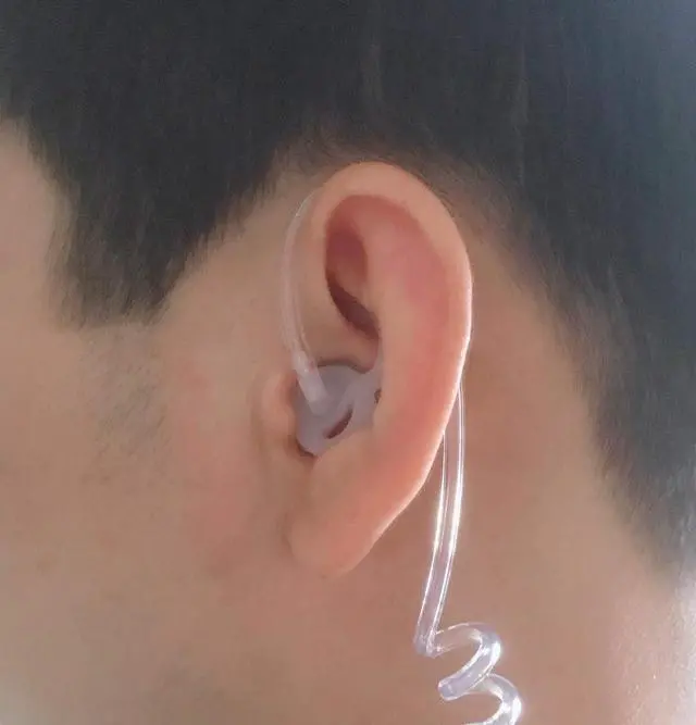 Alt view image 5 of 5 - Silicone Fin Ear Mold for Two Way Radio Earpiece Replacement Earmold Earbud Tips for Surveillance Police Earpiece Coil Tube Headset (2 Pair Fin Large Left Ear)