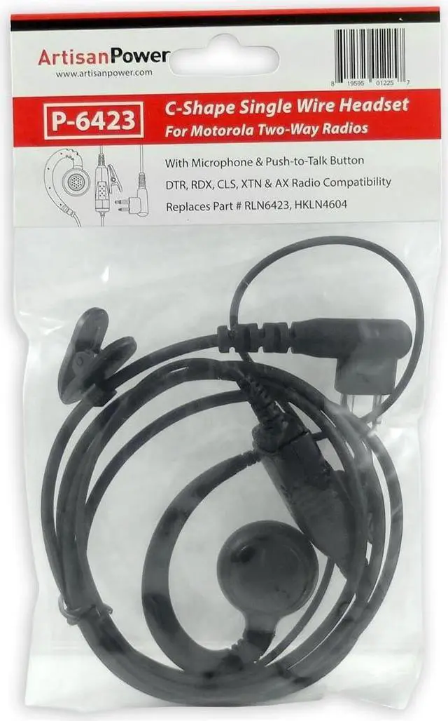Alt view image 2 of 4 - Artisan Power P-6423: C-Shape Single Wire Headset for Motorola CLS1410 and CLS1100 Radios: RLN6423, HKLN6423, HKLN4604