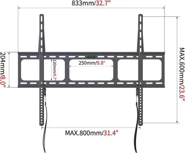 Alt view image 2 of 7 - Fixed TV Wall Mounts- Low Profile TV Bracket Mounts for Most 42-100" LED/LCD Flat Screen TVs, 0.63''Ultra Slim, Max.VESA 800X600, Up to 220lbs Capacity