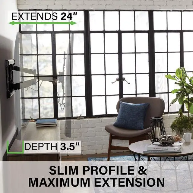 Alt view image 3 of 7 - SANUS Full Motion TV Wall Mount for TVs up to 90" - Premium Design Extends 24" with Fingertip Swivel and Tilt - Easy 20 Minute Install - OLF24