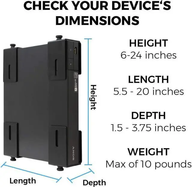Alt view image 3 of 7 - HumanCentric Adjustable Device Wall Mount, Cable Box and Modem Bracket, Adjustable Wall Adapter for Small and Wide or Narrow Devices Like Cable Boxes, Modems, DVD Players on The Wall Behind TV