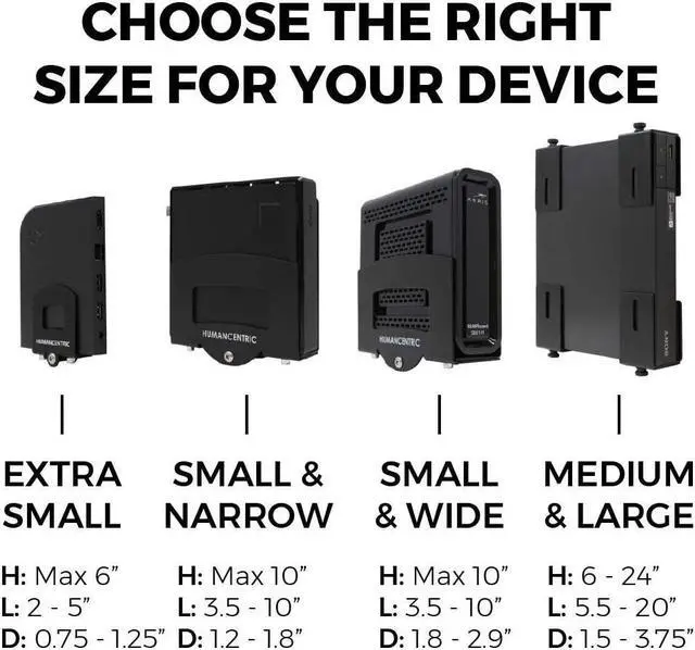 Alt view image 2 of 7 - HumanCentric Adjustable Device Wall Mount, Cable Box and Modem Bracket, Adjustable Wall Adapter for Small and Wide or Narrow Devices Like Cable Boxes, Modems, DVD Players on The Wall Behind TV