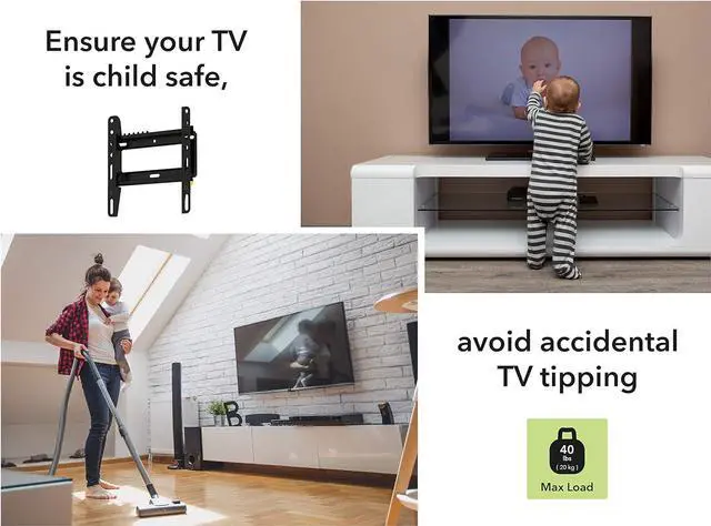 Alt view image 7 of 7 - AVF EL200B-A Flat to Wall Low Profile TV Mount Black, for Most 25, 28, 30, 32, 37, 39, 40 TV or Monitor, Universal Wall Mounting Bracket, VESA 50x50 to 200x200, Easy to Install