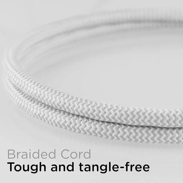Alt view image 4 of 7 - Cordinate 3 Outlet Power Strip Surge Protector Indoor Extension Cord 16 Gauge 10 Ft 3 Prong Braided Extension Cords Flat Extension Cord ETL Listed White 37914