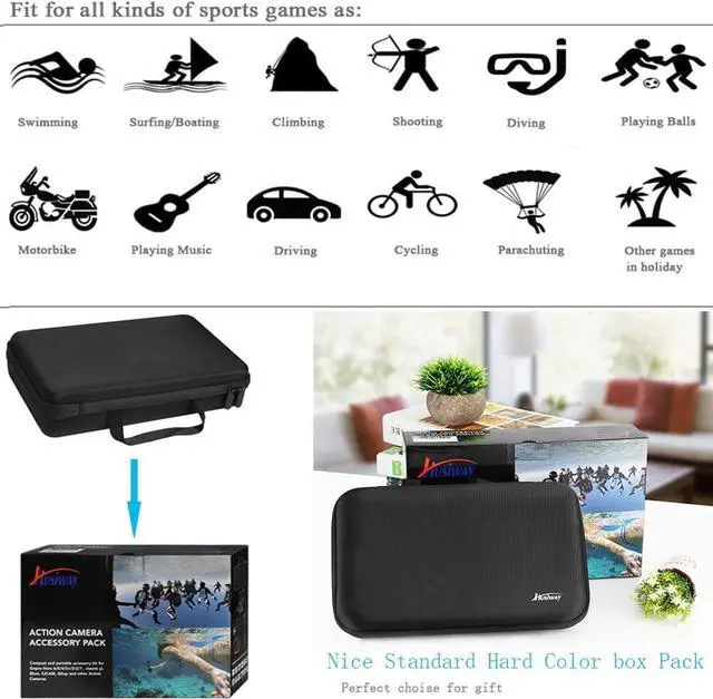 Alt view image 7 of 7 - Action Camera Accessories Kit for Gopro Hero 8 Black Waterproof Housing Silicone Case Glass Screen Protector are Compatible with Gopro8 Hero8 62D