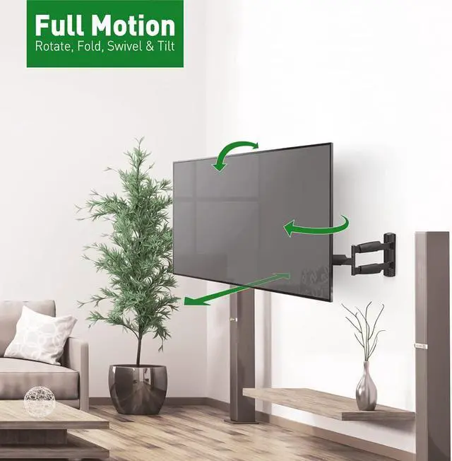 Alt view image 3 of 16 - barkan long tv wall mount, 13-65 inch full motion articulating - 4 movement flat/curved screen bracket, holds up to 79lbs, extremely extendable, fits led oled lcd