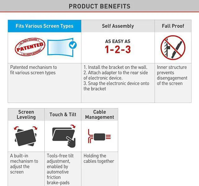 Alt view image 8 of 16 - barkan long tv wall mount, 13-65 inch full motion articulating - 4 movement flat/curved screen bracket, holds up to 79lbs, extremely extendable, fits led oled lcd