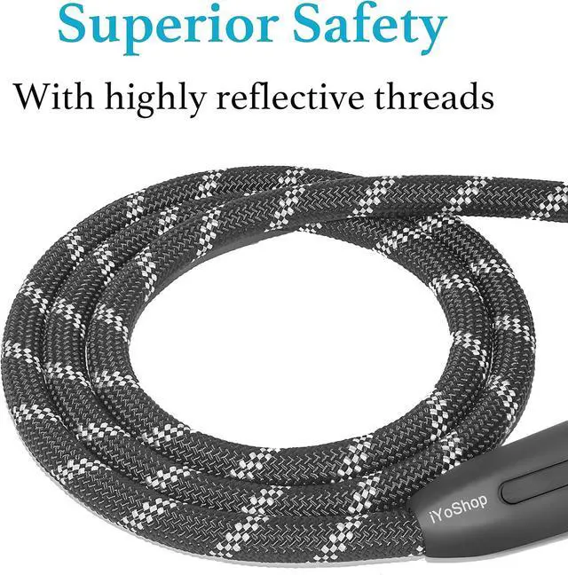 Alt view image 4 of 7 - iYoShop Durable Slip Lead Dog Leash, 1/2" x 6 FT, Black | Padded Handle, Reflective Threads, No Pull, Dog Training Leash