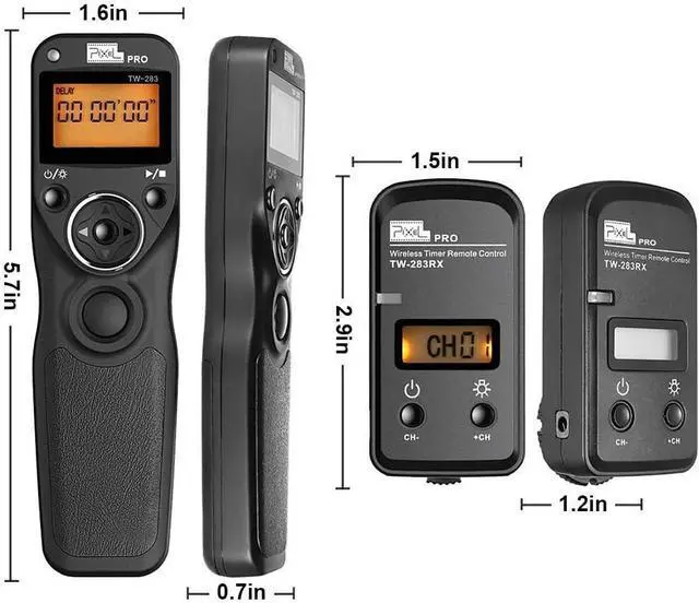 Alt view image 2 of 7 - Remote Shutter Release for Nikon, Wireless Shutter Release Timer Remote Control  TW-283 DC0/DC2 for Nikon Z6 Z7 Z9 D750 D610 D5200 D5300 D7500 D850 D800 D500