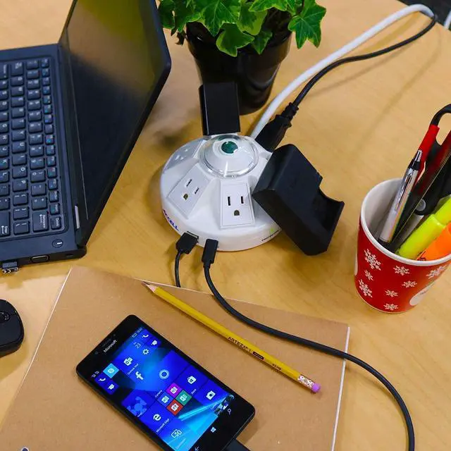 Alt view image 5 of 11 - Accell Surge Protector D080B-032K Powramid C Surge Protector USB-C and A Charging Station White