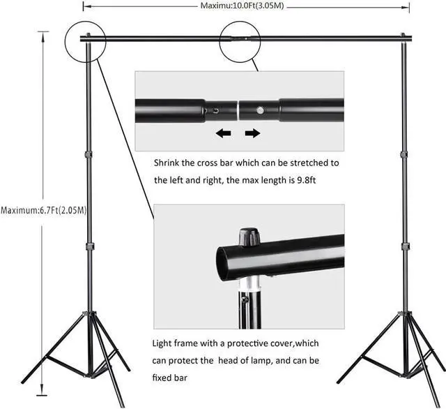 Alt view image 2 of 6 - SLOW DOLPHIN Photo Background Support System with Backdrop Stand Kit, 100% Pure Muslin 6.5 Ft x 10 Ft Chromakey Green Screen Backdrop,Clamp, Carry Bag for Photography Video Studio
