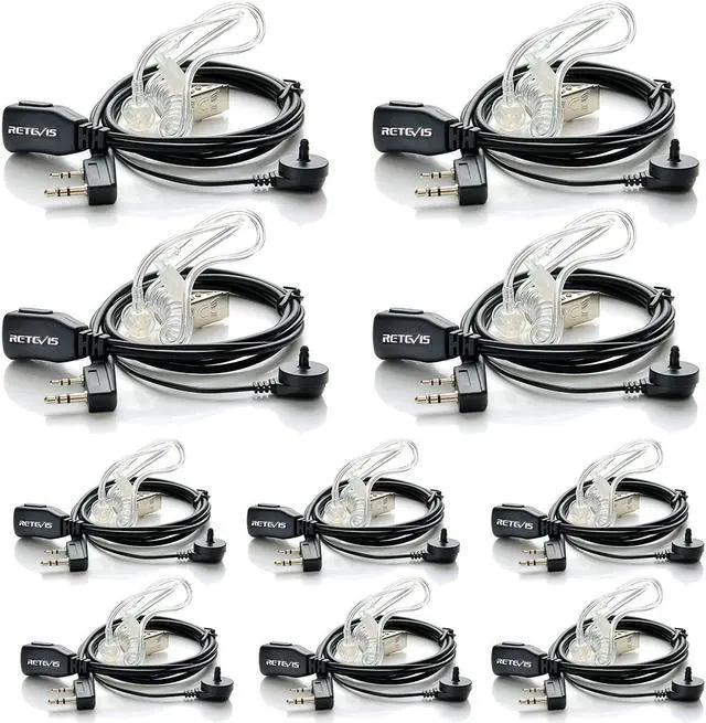 Main image of Case of 10, Retevis Walkie Talkies Earpiece with Mic 2 Pin Acoustic Tube Headset Compatible with Baofeng UV-5R Retevis H-777 RT21 RT22 Arcshell AR-5 Two Way Radio