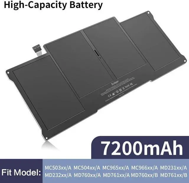Alt view image 4 of 6 - Suliper A1495 A1406 Replacement Laptop Battery Compatible for MacBook Air 11 inch A1465 A1370 [Mid 2011 2012 2013,Early 2014 2015 Year Versions], fits model for MC968 MD223 MD711 020-7376-A 020-7377-A