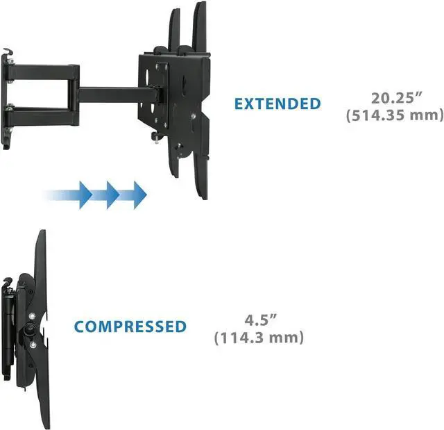 Alt view image 5 of 7 - Mount-It! Heavy-Duty TV Wall Mount Bracket with Full Motion Articulating Dual Arms Swivel Corner Bracket for 42 to 70 inch Screen LCD OLED Plasma 4K Flat Panels, 220 Lbs Capacity