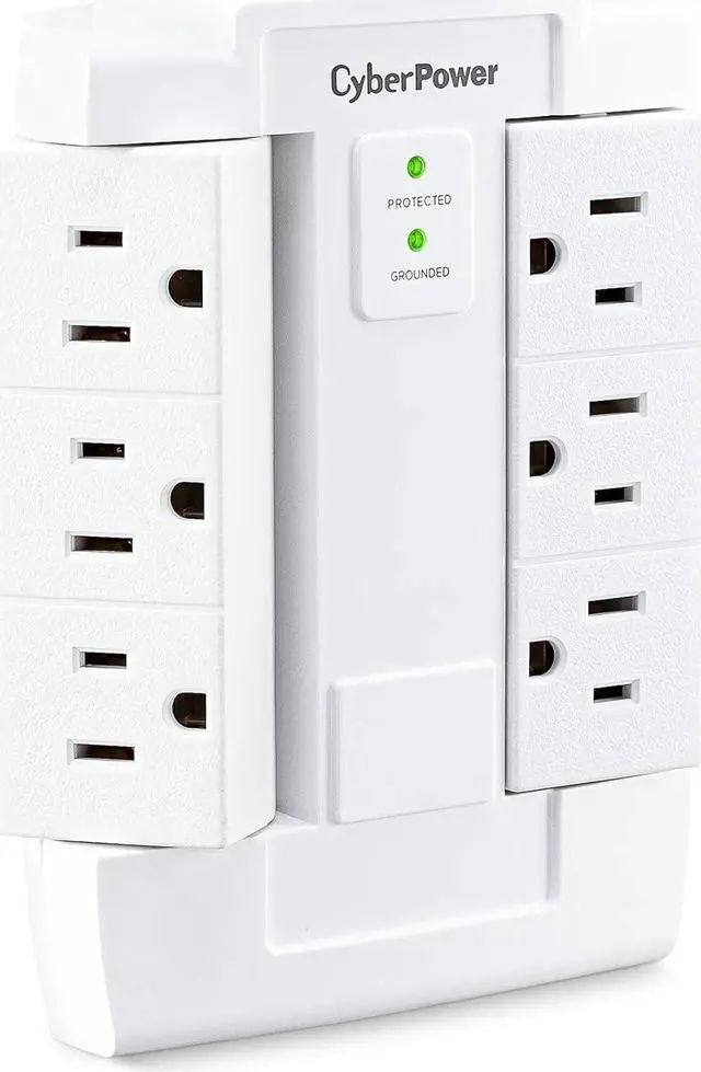 Alt view image 2 of 7 - CyberPower CSB600WS Surge Protector, 900J/125V, 6 Swivel Outlets, Wall Tap, White