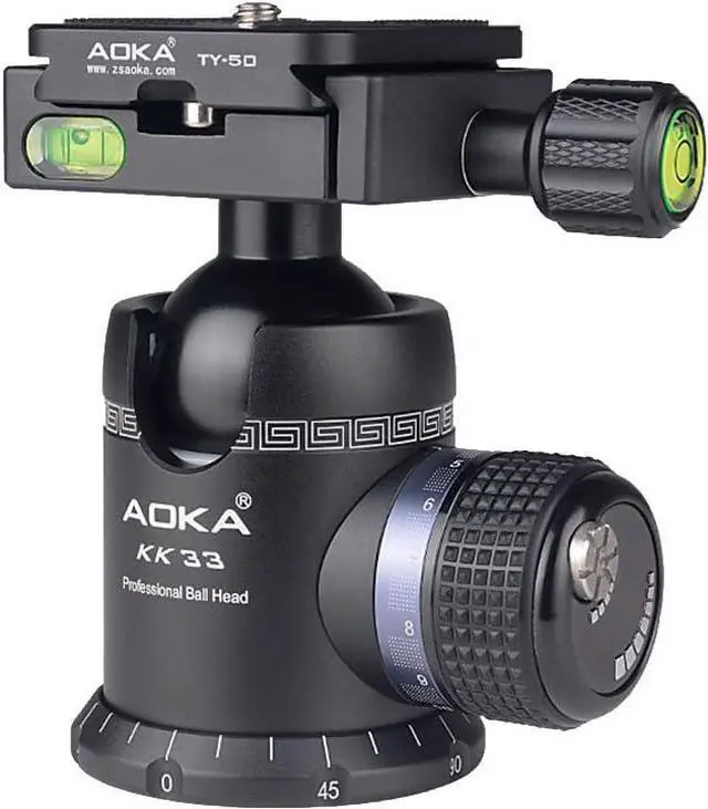 Main image of Professional 360-Degree Rotating Panoramic Ball Head with 1/4-inch Quick Release Plate, Self-Weight 1.08 lbs/0.49 kg, Maximum Load 66 lbs/30 kg, Suitable for Tripods, Monopod, SLR Cameras (KK33)
