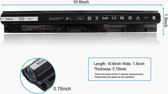 Alt view image 2 of 7 - M5Y1K Laptop Battery Compatible with Dell Inspiron 40Wh 14.8V,14 15 17 3000 5000 Series,5558 5559 3551 453-BBBR 3452 3451 3458N 3567 5755 5758 5759,Vostro 3458 3558,6YFVW VN3N0 GXVJ3 W6D4J HD4J0 4WY7C