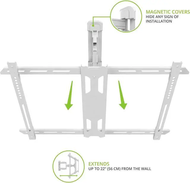 Alt view image 4 of 7 - Kanto PS350W Full Motion Articulating TV Wall Mount for 37-inch to 60-inch TVs | Low Profile & 22" Extension | VESA Compatible up to 600 x 400 | White