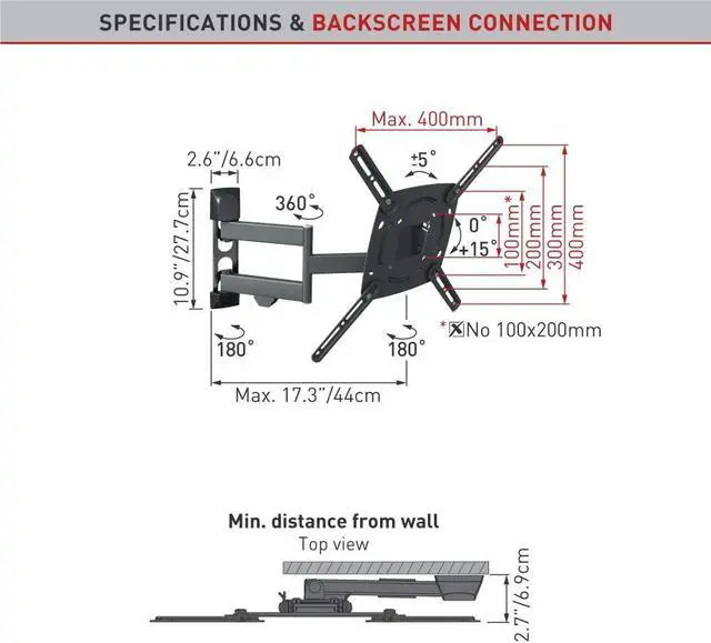 Alt view image 2 of 7 - Barkan TV Wall Mount, 29-65 inch Full Motion Articulating - 4 Movement Bracket, Holds up to 77 lbs, 10 Year Warranty, Fits LED OLED LCD