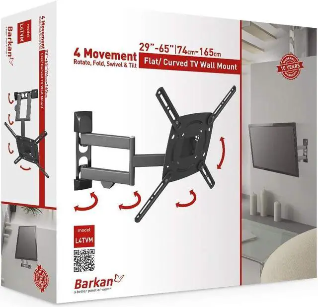 Alt view image 4 of 7 - Barkan TV Wall Mount, 29-65 inch Full Motion Articulating - 4 Movement Bracket, Holds up to 77 lbs, 10 Year Warranty, Fits LED OLED LCD