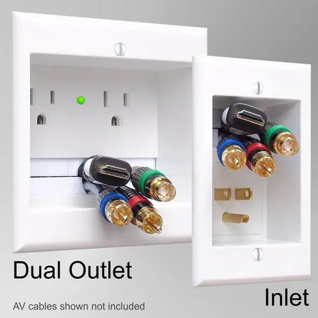 Alt view image 2 of 7 - PowerBridge Two-CK-H2 Dual Outlet Recessed in-Wall Cable Management System and Two 10-Foot High-Speed HDMI Cables (Latest Standard) Bundle