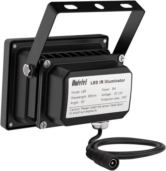Alt view image 3 of 7 - Univivi IR Illuminators for Security Camera with Power Adapter 850nm Infrared Illuminator 90 Degree Wide Angle 8-LEDs& 15-LED IR Infrared Light for Security Cameras