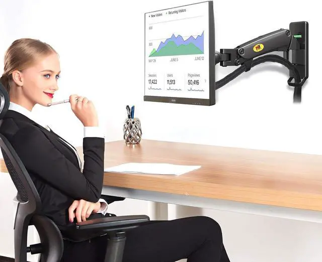 Alt view image 7 of 7 - NB North Bayou TV Monitor Wall Mount Bracket Full Motion Articulating Swivel for 17-27 Inch Monitors with Gas Spring (Black Single Extension) F120-B