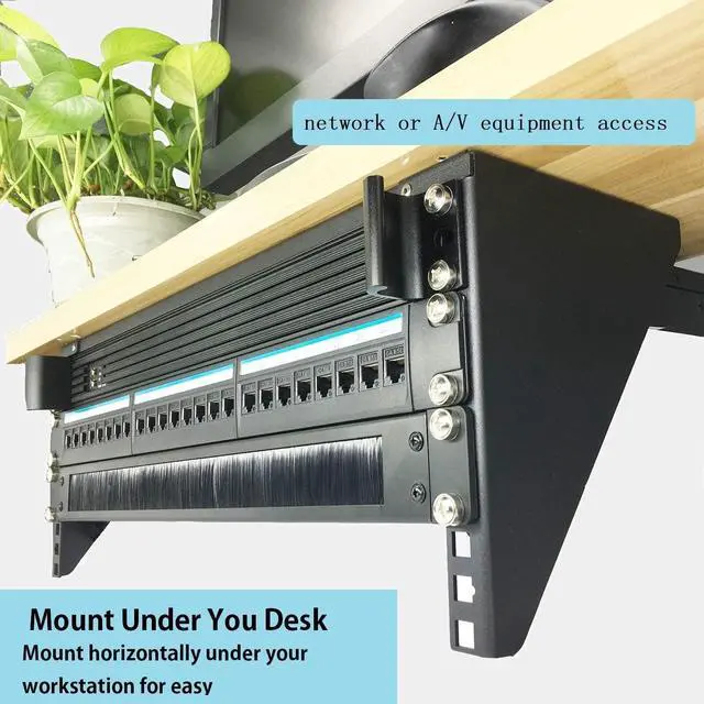 Alt view image 5 of 7 - Jingchengmei 1U Disassembled Rack Mount Cable Management Panel with Brush for Cable Entry for 19-Inch Rack or Cabinet Black (BF01UAB2)