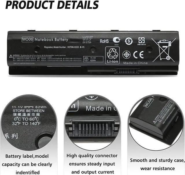 Alt view image 4 of 7 - BAJ MO06 MO09 671731-001 Laptop Battery for HP Envy M6-1045DX M6-1035DX M6-1125DX Pavilion DV4-5000 DV6-7000 DV6-7014nr DV7-7000 DV7t-7000 672412-001
