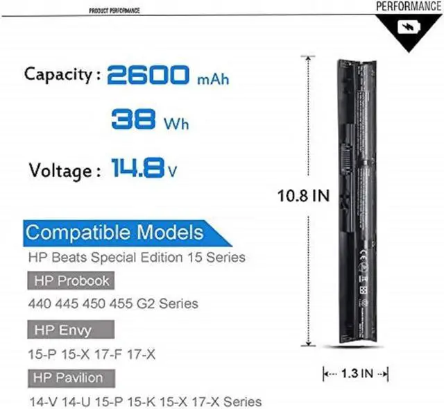 Alt view image 2 of 6 - VI04 Battery 756743-001 for HP Pavilion Beats Special Edition 15-P 15-p390nr 15-p008au 15-p016au 15-p071nr 15-p030nr 15-k020us 15-p099no 15-p020ca 15-p393nr 15-p099nr p017au 15z-p000 17-p000 17-f000