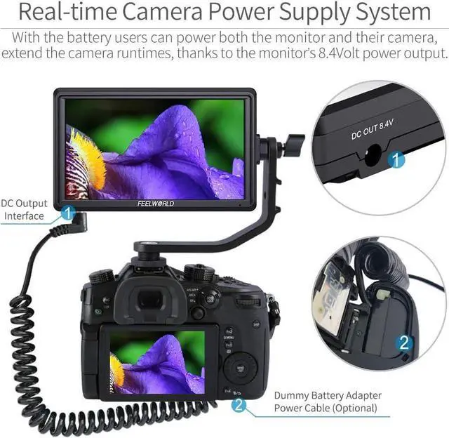 Alt view image 7 of 7 - S55 6 inch Camera DSLR Field Monitor Small Full HD 1920x1080 IPS LUT Video Peaking Focus Assist with 4K HDMI 8.4V DC Input Output Include Tilt Arm