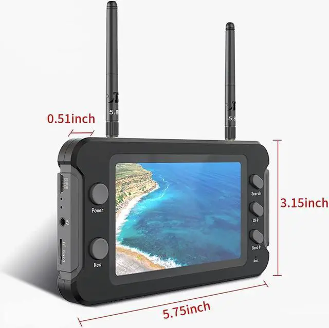 Alt view image 3 of 6 - SoloGood FPV Monitor 4.3inch with DVR 5.8Ghz 40CH 800 x 480 IPS Drone Receiver Monitor Built in Battery for FPV Drone RC Cars