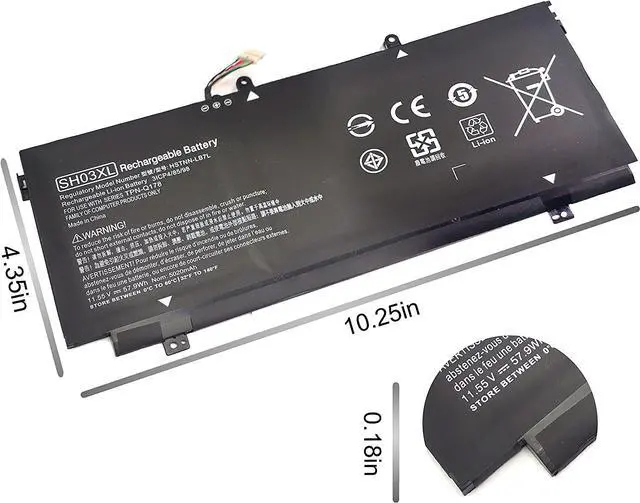 Alt view image 4 of 7 - SH03XL 859356-855 Laptop Battery for HP Spectre X360 13-AC0XX 13-AC033DX 13-AC023DX 13-AC013DX 13-AC063DX 13-AC052NA 13-W0XX 13-W063NR 13-W013DX 13T-AB000 HSTNN-LB7L 859026-421 CN03XL 11.55V 57.9WH