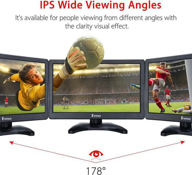 Alt view image 3 of 7 - Eyoyo 12 inch HD 1920x1080 IPS LCD HDMI Monitor Screen Input Audio Video Display with BNC Cable for PC Computer Camera DVD Security CCTV DVR Home Office Surveillance