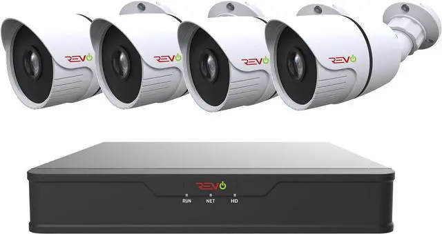 Main image of REVO America Hybrid 8Ch. 1TB HDD DVR Video Security System, 4 x 1080p Indoor/Outdoor IR Bullet Cameras - Remote Access via Smart Phone, Tablet, PC & MAC (RUH81B4G-1T)
