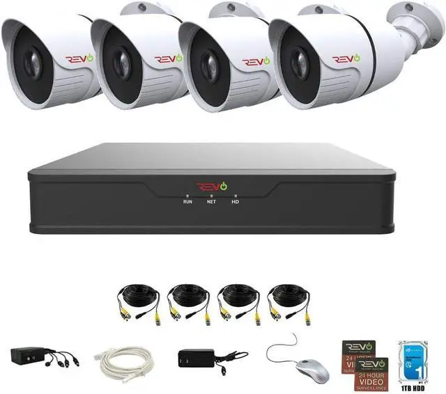 Alt view image 3 of 5 - REVO America Hybrid 8Ch. 1TB HDD DVR Video Security System, 4 x 1080p Indoor/Outdoor IR Bullet Cameras - Remote Access via Smart Phone, Tablet, PC & MAC (RUH81B4G-1T)