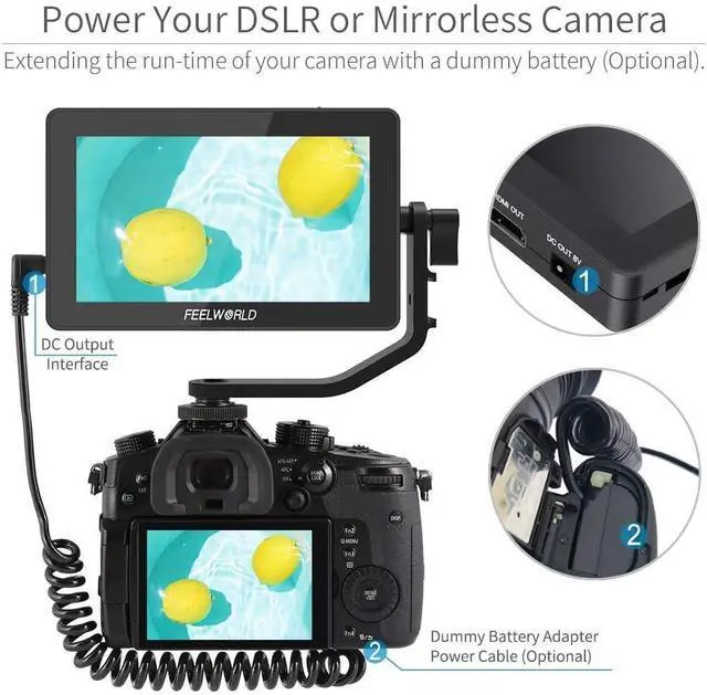 Alt view image 3 of 7 - F6 Plus F6 Pro +Battery+Carrying Case 6 inch DSLR Camera Field Monitor with Touchscreen Waveform HDR 3D LUT Small Full HD 1920x1080 Support 4K HDMI Input Output