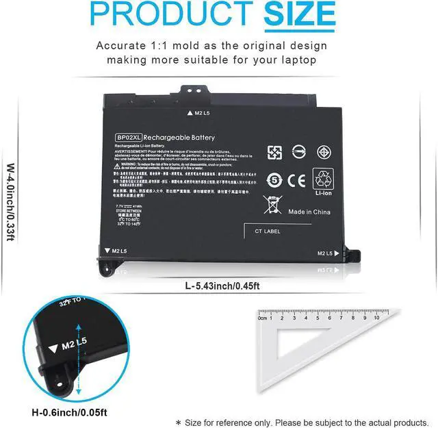 Alt view image 4 of 7 - BP02XL 849909-850 Battery for HP Pavilion 15-au000 15t-au100 15t-au000 15z-aw000 15-au123cl 15-au023cl 15-au091nr 15-au063cl 15-au030wm 15-au018wm 15-au010wm 15-aw000 849909-855 849569-421 HSTNN-UB7B