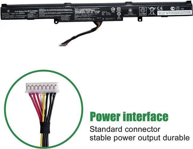 Alt view image 3 of 6 - JIAZIJIA A41N1501 Laptop Battery Replacement for Asus Rog G752VW GL752 GL752V GL752VLM GL752VW GL752VWM N552V N552VW N552VX N752 N752V N752VW N752VX Series A41LK9H 15V 48Wh 3100mAh 4-Cell