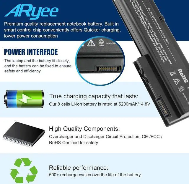 Alt view image 5 of 7 - ARyee 14.8V 5.2Ah 8570w Battery Laptop for HP Elitebook 8560W 8570W 8760W 8770W, fit 632113-151 632425-001 632427-001 HSTNN-IB2P HSTNN-LB2P HSTNN-LB2Q HSTNN-F10C HSTNN-I93C VH08