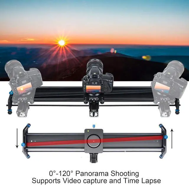 Alt view image 4 of 6 - Motorized Camera Slider, 31" Aluminum Alloy Track Dolly Rail Camera Slider with Tracking Shooting, 120 Degree Panoramic Shooting and Time-Lapse Photography for Most DSLR Cameras