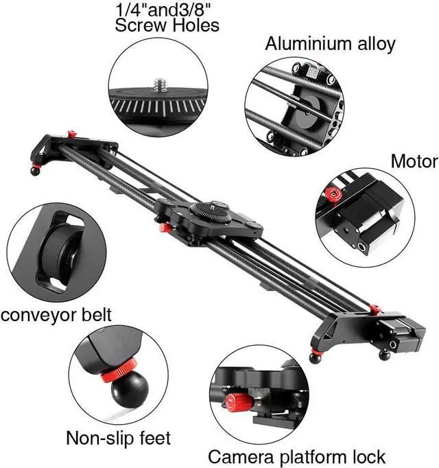 Alt view image 2 of 7 - Great Video Maker Camera Motorized Slider,48"/120CM,Automatic Round Trip,Time Lapse,Panoramic Shooting,Video Capture,Slider Smooth and Stable,with Battery