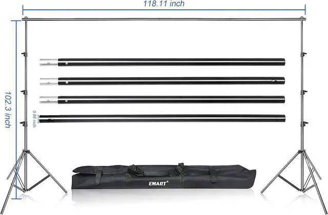 Alt view image 2 of 7 - EMART Photo Video Studio Backdrop Stand Kit, 8.5x10ft Adjustable Photography Green Screen Support System with 3 Polyester Backgrounds for Photoshoot (Black White Green)