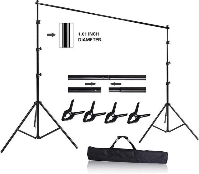Main image of 10ft x 8.5ft Adjustable Photography Backdrop Support System Photo Video Studio Muslin Background Stand Kit with Carry Bag