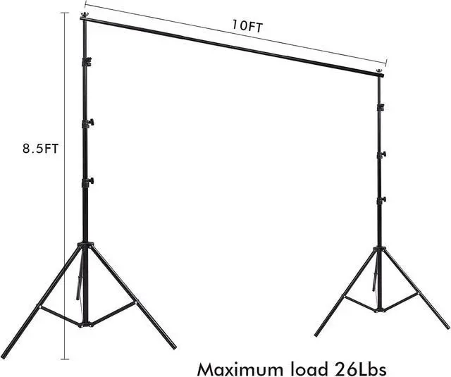 Alt view image 2 of 7 - 10ft x 8.5ft Adjustable Photography Backdrop Support System Photo Video Studio Muslin Background Stand Kit with Carry Bag