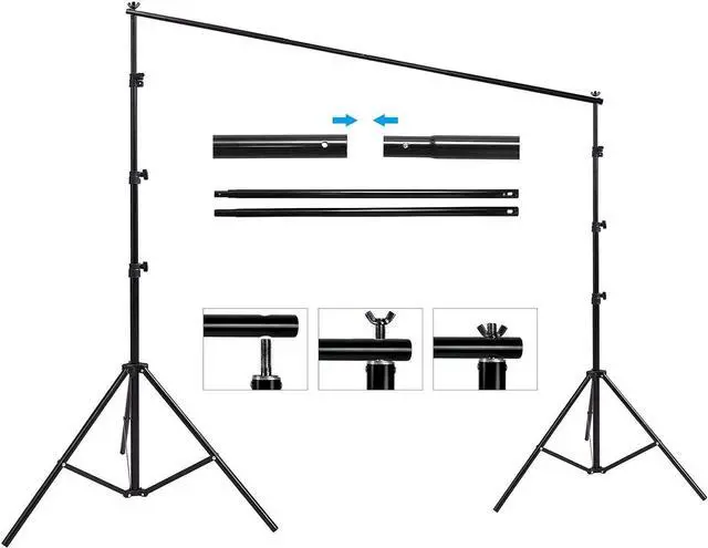 Alt view image 6 of 7 - 10ft x 8.5ft Adjustable Photography Backdrop Support System Photo Video Studio Muslin Background Stand Kit with Carry Bag