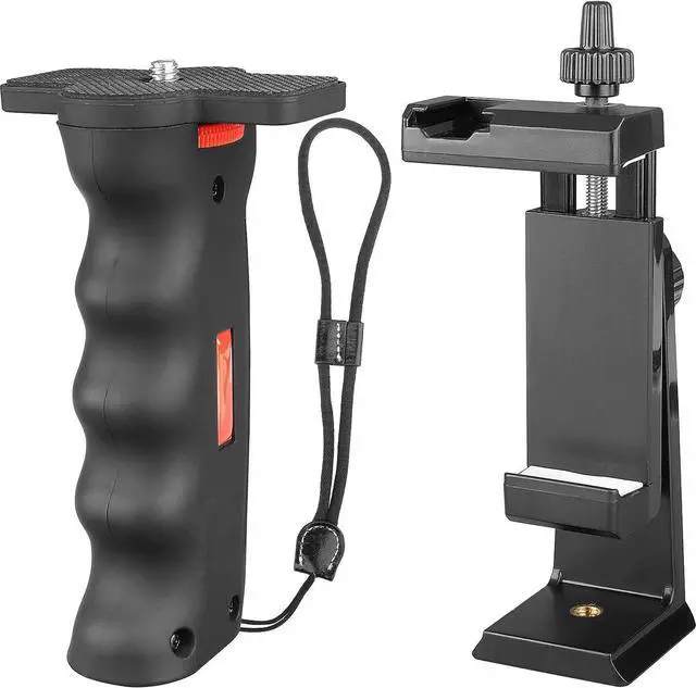 Alt view image 2 of 7 - Phone Vlogging Holder,Cell Phone Camera Handle Grip Stabilizer,Ergonomic Phone Video Stabilizer,Handheld Selfie Stick Smartphone Holder with Cold Shoe Mount for Mic/Flash Light,with Wrist Strap