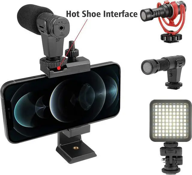 Alt view image 4 of 7 - Phone Vlogging Holder,Cell Phone Camera Handle Grip Stabilizer,Ergonomic Phone Video Stabilizer,Handheld Selfie Stick Smartphone Holder with Cold Shoe Mount for Mic/Flash Light,with Wrist Strap