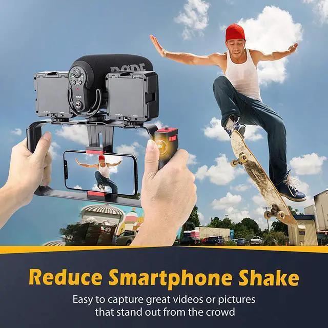 Alt view image 2 of 7 - Zeadio Smartphone Video Cage Rig, Filmmaking Vlogging Case, Phone Stabilizer Tripod Mount with Wireless Remote Shutter Fits for All iPhone and Android Smartphones
